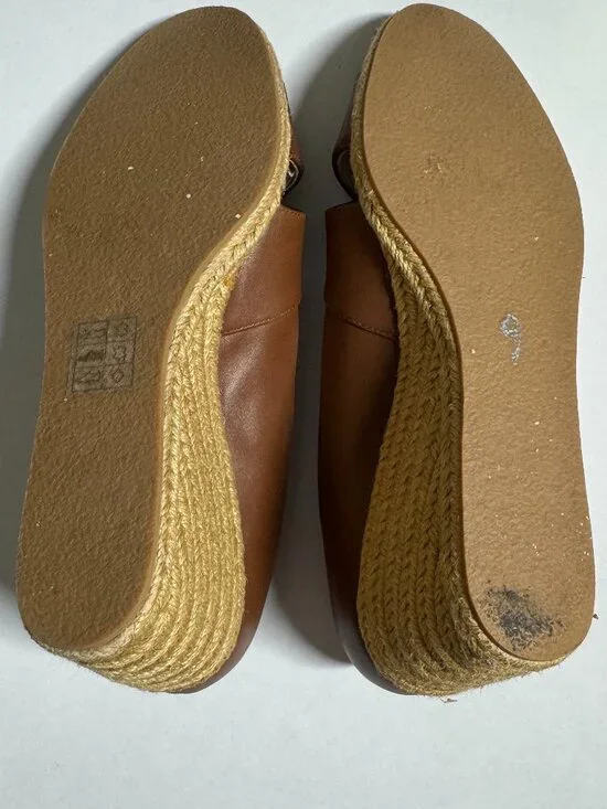 Jack Rogers Palmer Criss-Cross Women's Brown Leather Wedge Espadrilles 9M - Picture 8 of 8